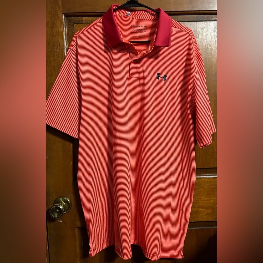 NEW w/tags UNDER ARMOUR Men's Red Orange Performance Polo Shirt Size XLT SPF 40